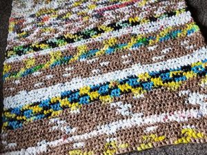 plarn mat laid out on floor