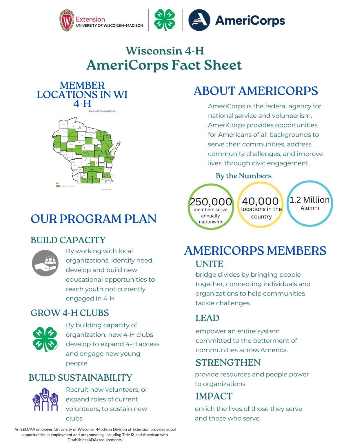 Wisconsin 4H and AmeriCorps Wisconsin 4H