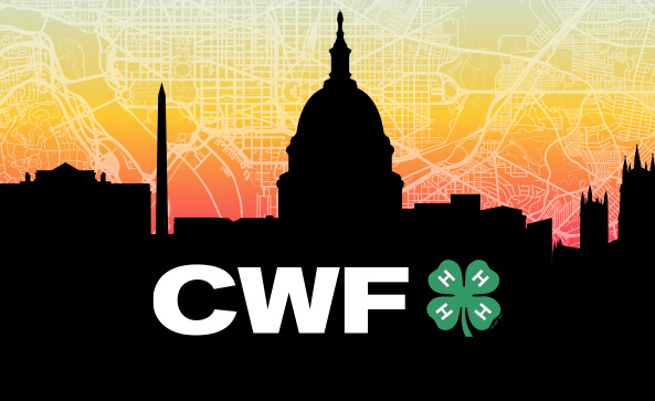 4-H Citizenship Washington Focus logo with a Washington, D.C. skyline in the background