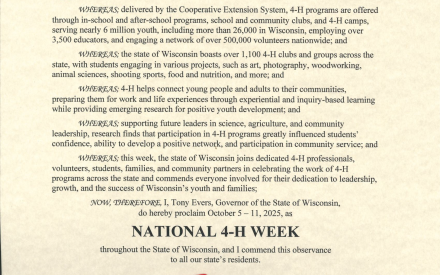 Gov. Evers declares National 4-H Week in Wisconsin 